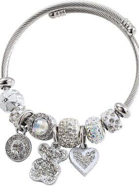 Silver Bear Charm Bracelets Exquisite Cute Cartoon Friendship Silver Bracelet